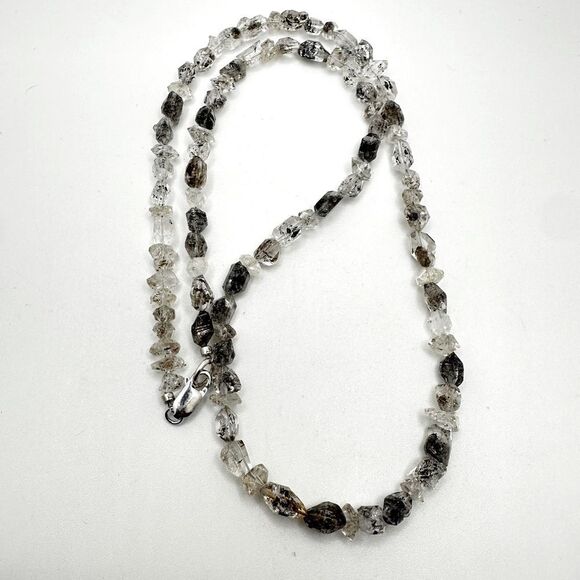 24" of all Herkimer Diamond quartz chip necklace with 925 sterling silver clasp! - Picture 1 of 11
